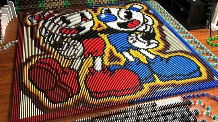 Egy rajongó 22 ezer dominóval tisztelgett a Cuphead előtt bevezetőkép