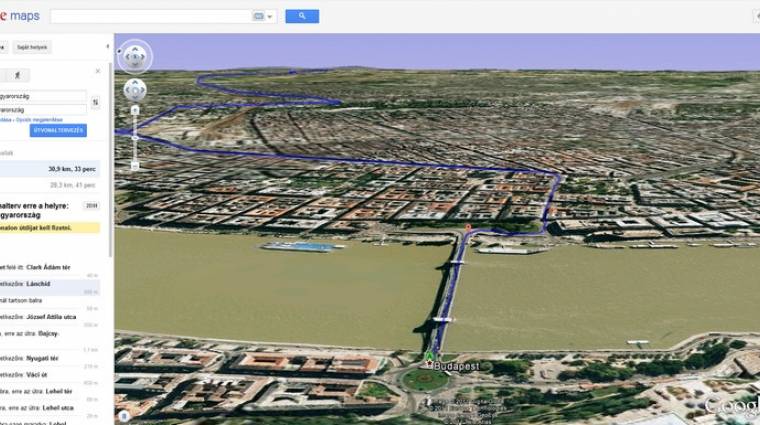 Helikopter 3D útvonal előnézet a Google Maps-ben kép