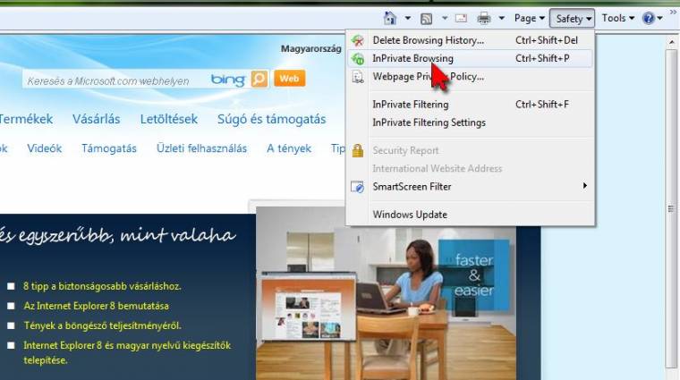 Kíváncsiak ellen: InPrivate az Internet Explorer 8-ban kép