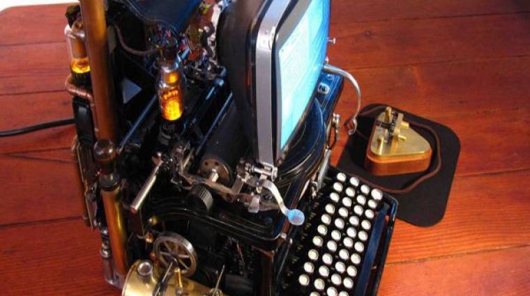 Írógép és Mac hibrid, steampunk stílusban kép