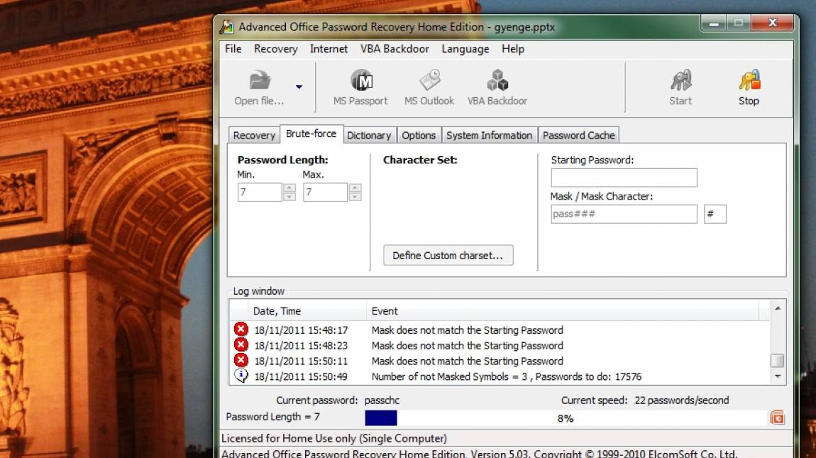 Elcomsoft Advanced Office Password Recovery Home kép