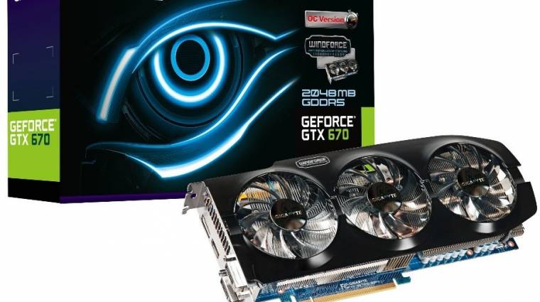 Gigabyte GeForce GTX 670 WindForce 3X hűtővel kép