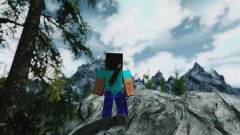 Ezeknek semmi se szent: Minecraft karakterek a Skyrimben  kép