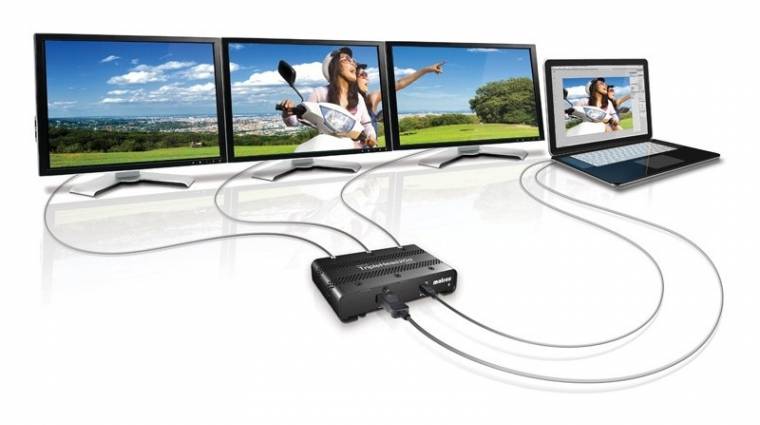 Egy DisplayPortból három monitor a Matrox adapterével kép