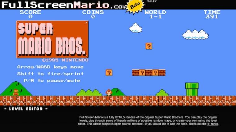 Super Mario böngészőben - ezzel fog eltelni a napod bevezetőkép