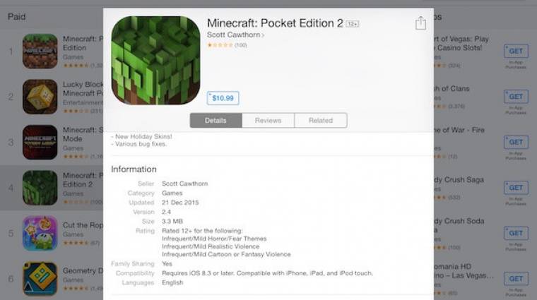 Nehogy letöltsd a Minecraft: Pocket Edition 2-t! bevezetőkép