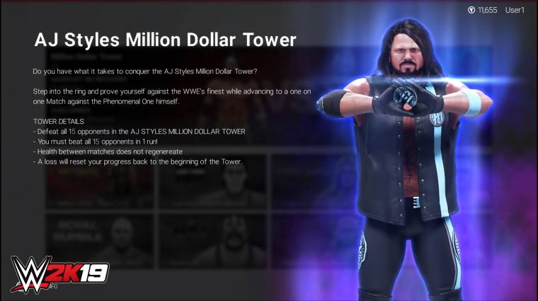 WWE 2K19 - a Towers módban egy sor meccsen kell végigverekednünk magunkat bevezetőkép