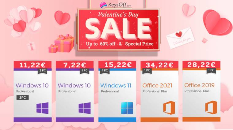 Olcsó Windows 10 és Office legálisan - használd ki a Valentin-napi akciót! bevezetőkép