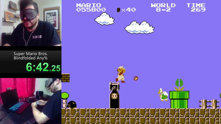 Egy Super Mario speedrunner bekötött szemmel döntötte meg a világrekordot bevezetőkép