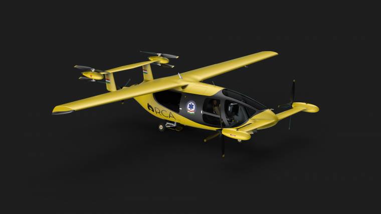 Az Orca eVTOL, a mentőhelikopterek jellegzetes sárga festésével (Fotó: Orca Aerospace)