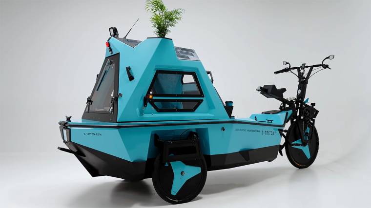 A Z-Triton 2.0 elektromos tricikliként, hajóként és lakókocsiként is használható (Fotó: BeTriton.com)