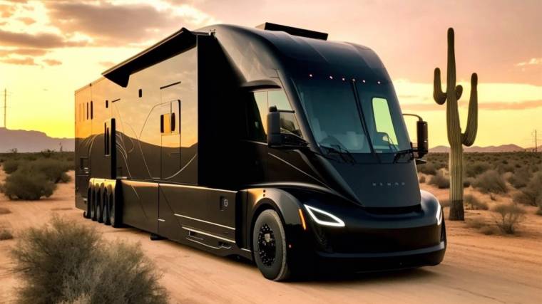 A Tesla Semi alapján elképzelt lakóbusz egy guruló luxuslakás (Fotó: Jowua)