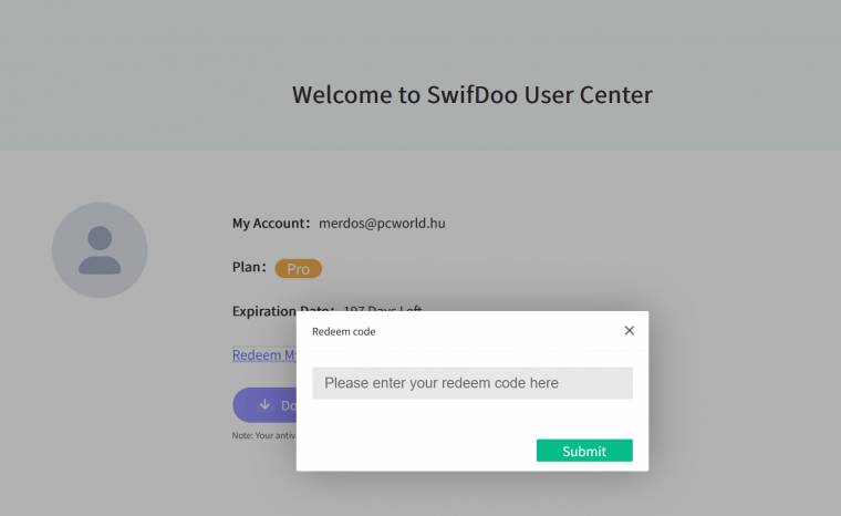 Saját SwifDoo fiókodban kell aktiválni a feltepeített programot, hogy Pro módba válthass