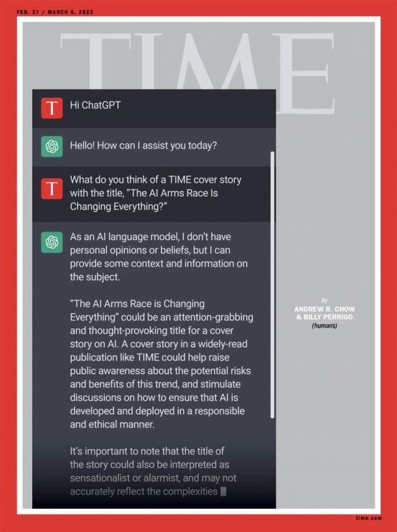 ChatGPT a TIME magazin történelmi címlapján (Fotó: TIME)