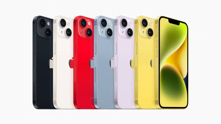 Az iPhone 14 és iPhone 14 Pro ebben a hat színben lesz kapható (Fotó: Apple)