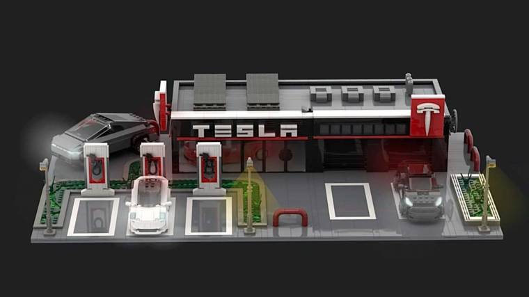 Íme a Tesla Supercharger töltőállomás LEGO-ból (Fotó: LEGO Ideas)