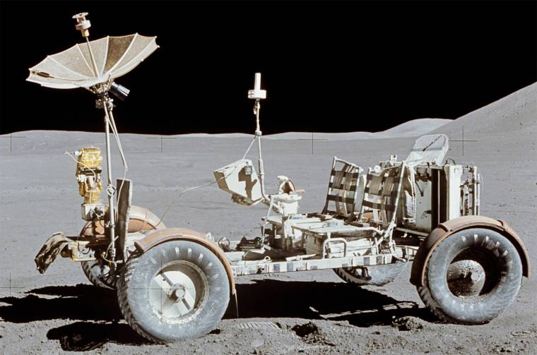 Az 1971-es holdjáró, a Pavlics Ferenc által tervezett Lunar Roving Vehicle (Fotó: NASA)