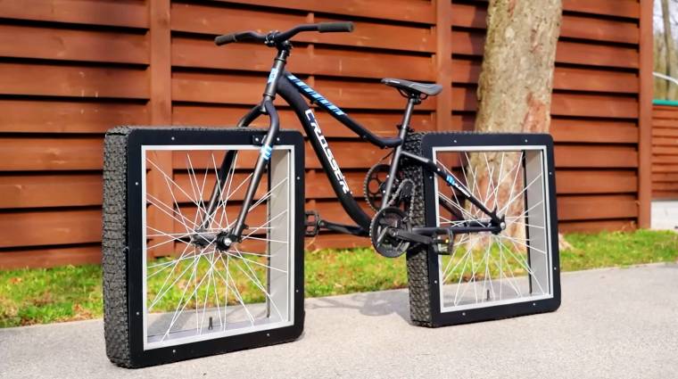 Szögletes kerekű biciklit fejlesztettek, ami úgy közlekedik, mint egy tank kép