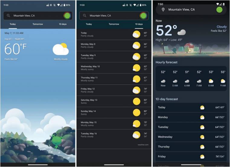 Így néz majd ki a megújuló Google Weather időjárás-applikáció