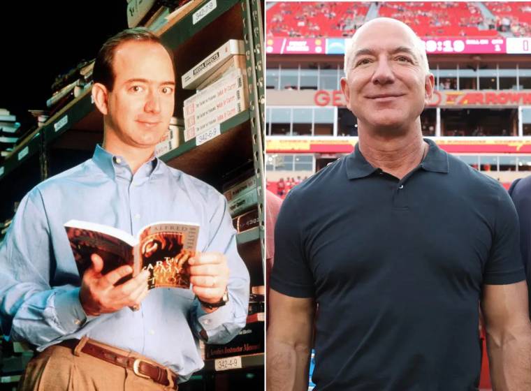 Jeff Bezos 1997-ben (b.) és most (j.)