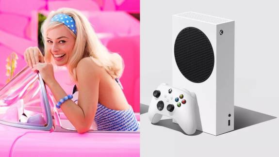A Microsoft rózsaszín Xbox konzollal és kontrollerrel várja a Barbie filmet kép