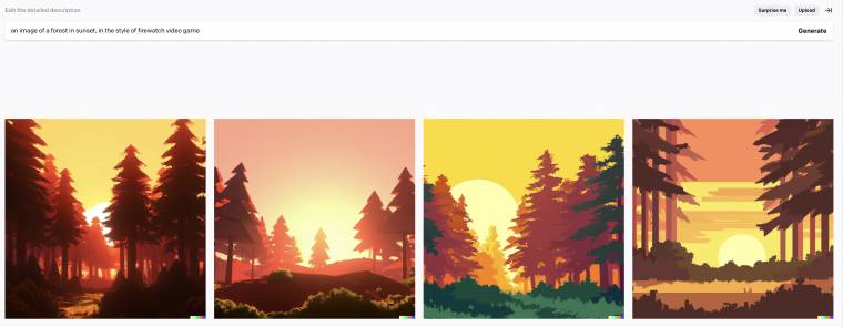 Egy erdőből nézett naplemente a Firewatch játék stílusában