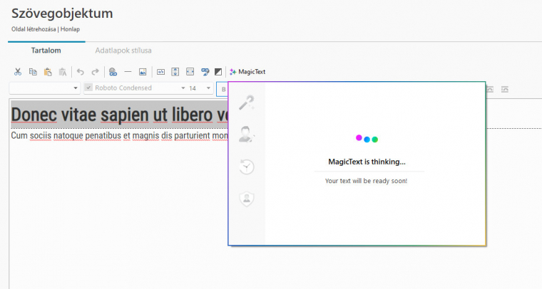 ¡Con la ayuda de la IA generativa de MagicText, escribe textos para ti y también habla con fluidez el idioma húngaro!