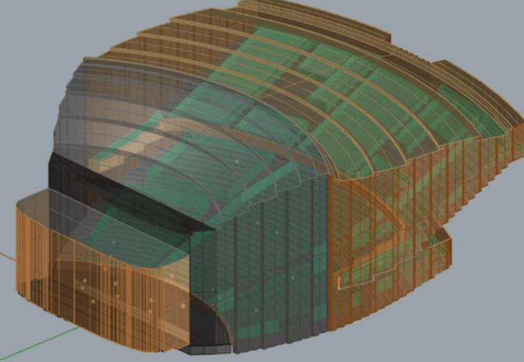 A 3D modelleket használó alkalmazással szimulálják a hanghullámok visszaverődését a koncertteremben. F