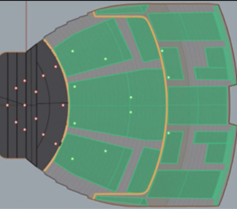 A 3D modelleket használó alkalmazással szimulálják a hanghullámok visszaverődését a koncertteremben. Forrás: Siemens