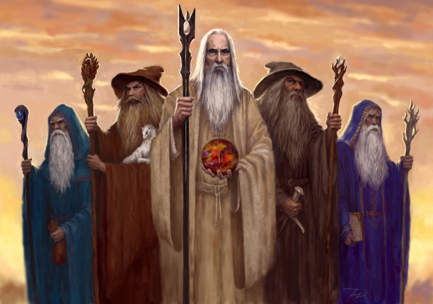 Az öt mágus: Alatar, Radagast, Saruman, Gandalf és Pallando