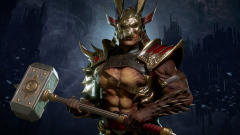 A Mortal Kombat 2 Shao Khanja sötétségbe burkolózott az első képén kép