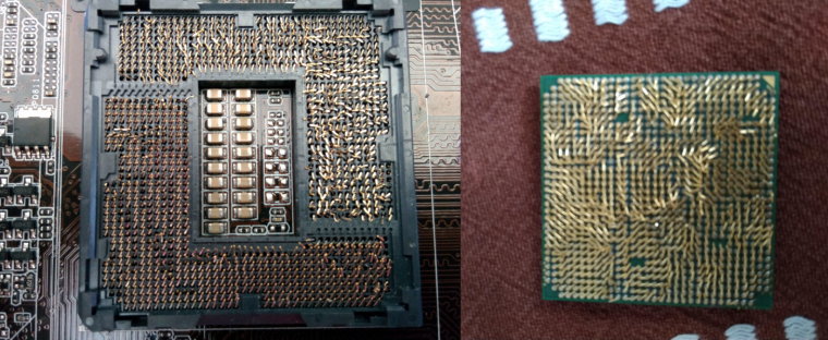 Bal oldalon LGA-foglalat, jobb oldalon PGA CPU - ezeket egy PC-restaurátor sem biztos, hogy meg tudja javítani