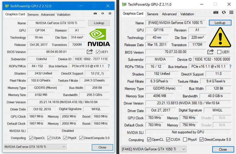 A GPU-Z képes felismerni a hamis VGA-kat (legalábbis a legtöbbet)