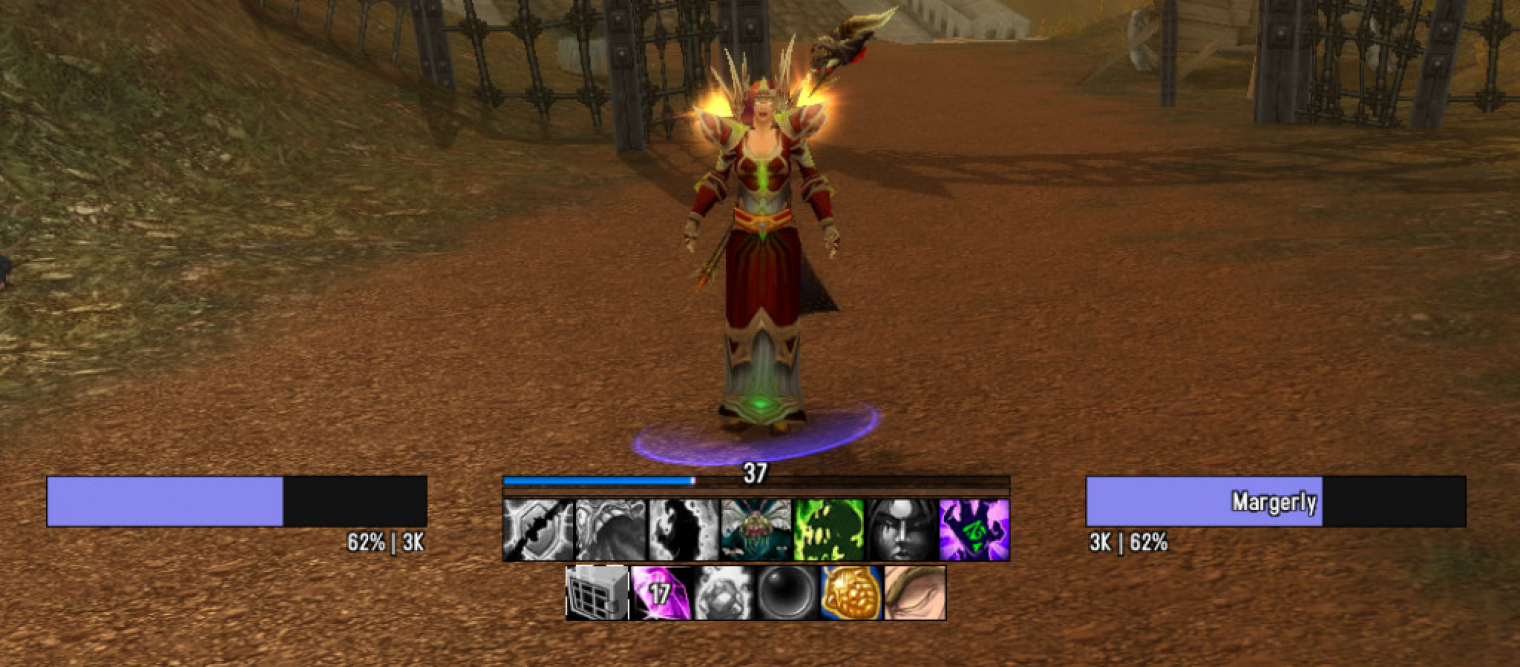 Így néz ki egy Warlock WeakAura összeállítása, ami segíti követni a képességeinek és tárgyainak cooldownjait.