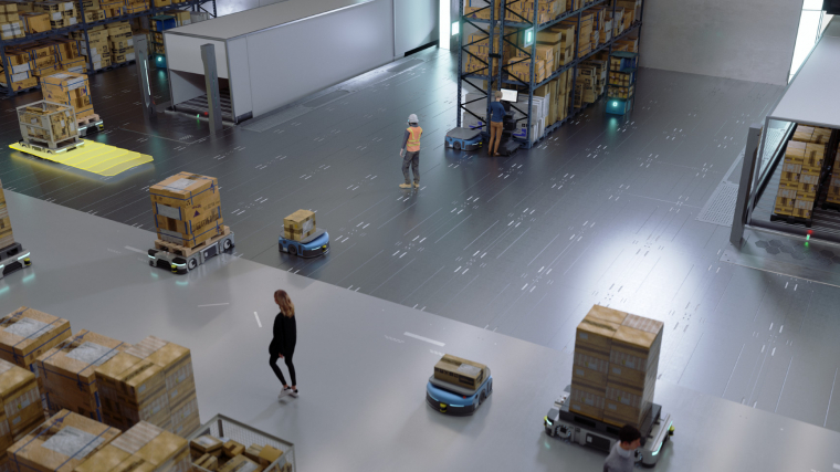 Autonóm szállítási eszközök intralogisztikai környezetben. Forrás - Siemens