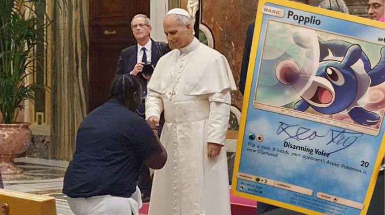 Popplio Pokémon kártyát írt alá Pope Leo, azaz XIV. Leó pápa bevezetőkép