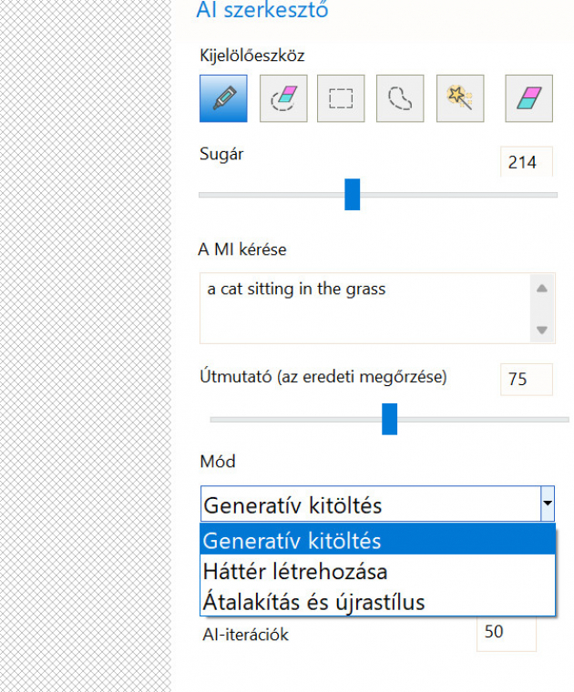 Többféle generatív MI beavatkozás közül választhatsz