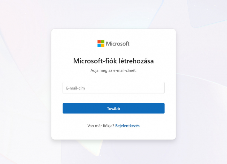 Az MS-fiók létrehozása teljesen ingyenes, semmiféle kötöttséggel nem jár
