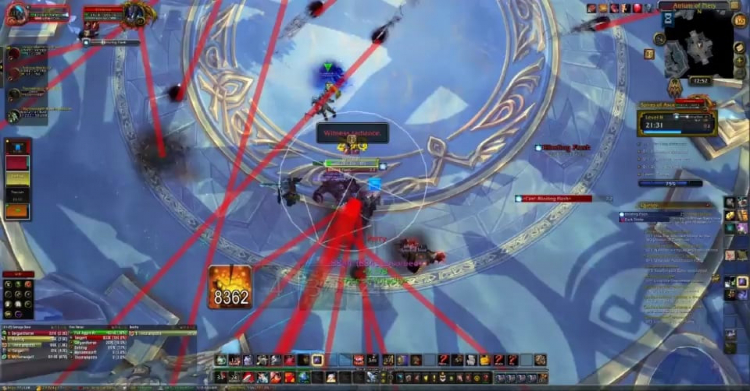 Azokat a vonalakat egy addon teszi a képernyőre, hogy elkerülhesd a boss mechanikát.