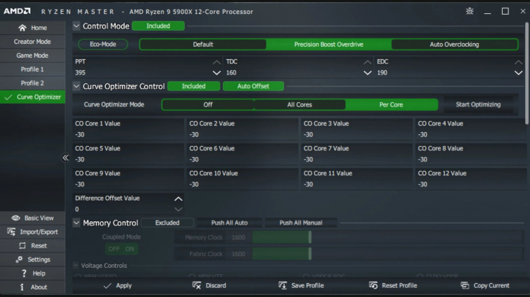 A Ryzen Master segédprogramban elsőre ijesztő lehet ez az ablak. A Curve Optimizer működése hamar kiismerhető, de tény, hogy nem csak abból áll, hogy bedobsz egy órajelet, és hajrá