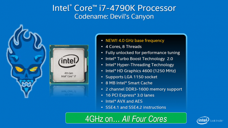 Az ördög maga: 4 GHz-es üzemfrekvencia mind a négy magon. Aki nem sajnálta a pénzt, a kor leggyorsabb PC-jét építhette a Devil's Canyonra.