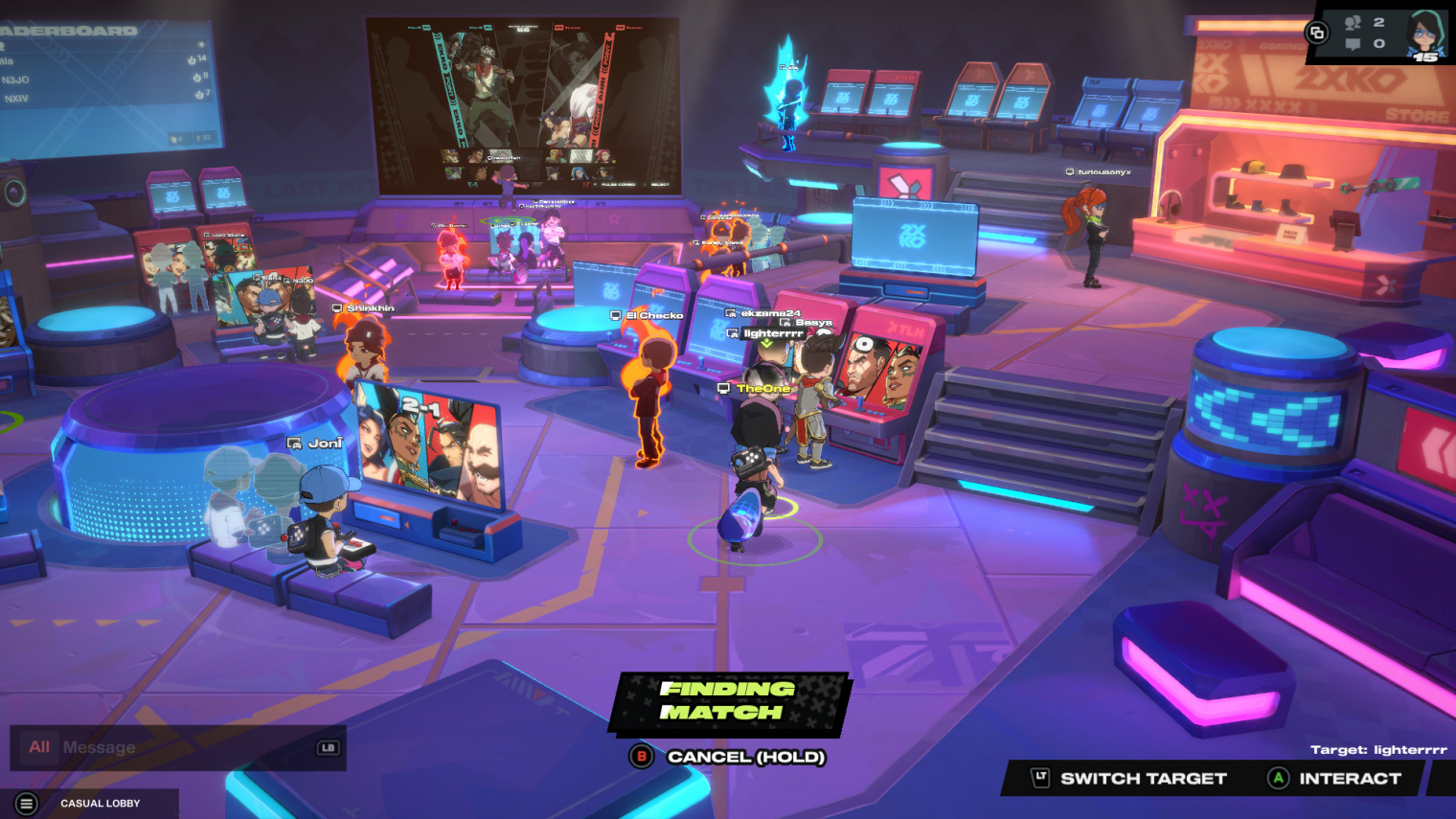 A Lobby egy virtuális árkád terem, ahol szabadon lazulhatunk a haverokkal vagy az ellenfeleinkkel. A kivetítőkön meccseiket is követhetjük.