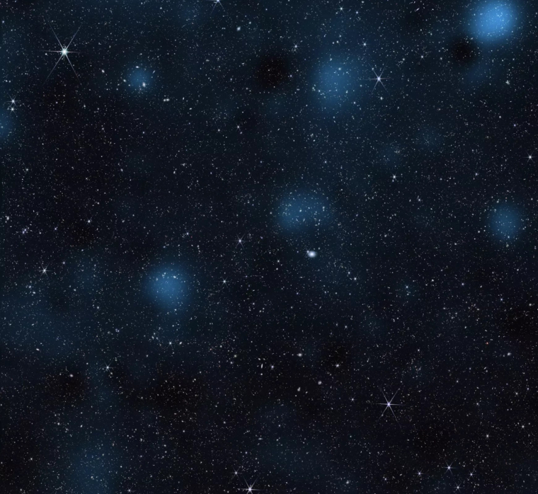 A fotón a kékkel kiemelt részek jelzik a sötét anyagot (Forrás: NASA)