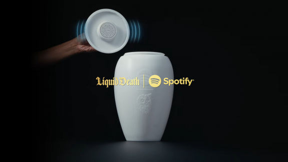 Nincs mit szépíteni, ez egy urna, ami Bluetooth hangszóró is egyben, és a Spotify csinálta kép