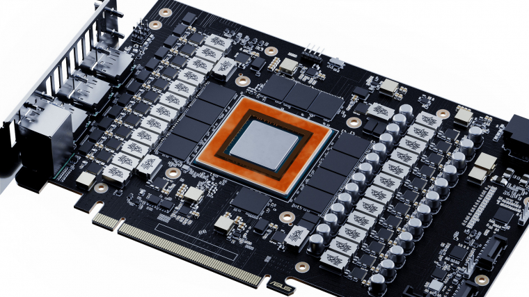 Az ASUS az RTX 4090-es zászlóshajójára 24+4 VRM-fázist integrált kifejezetten az extrém tuningosok számára. Az NVIDIA Founder's Edition 20+3-as kiépítéséhez képest minimálisnak hat a különbség, az ártöbblet viszont jelentős volt.