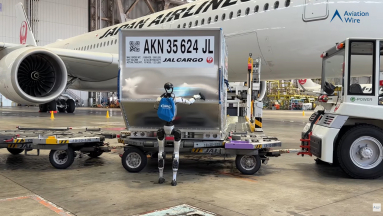 Humanoid robotok rendezgetik a csomagokat a tokiói Haneda repülőtéren kép