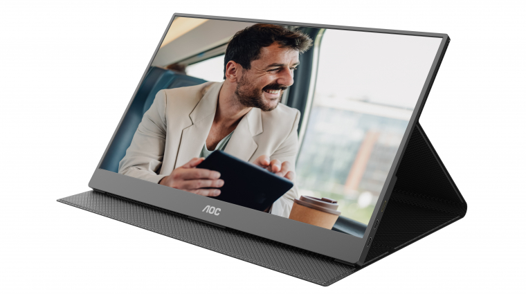 Az AOC olcsó hordozható monitort ad a laptop mellé kép