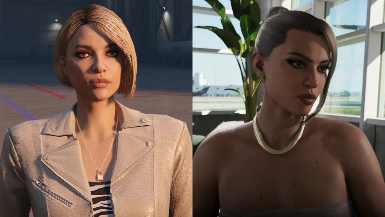 Valentina a GTA Online-ban (balra), illetve a GTA VI-ban (jobbra)