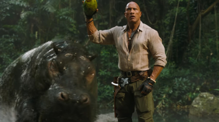 Befutott a Jumanji: A nagy szökés új, totálisan őrült előzetese, amiben egy víziló felfalja a Sziklát bevezetőkép