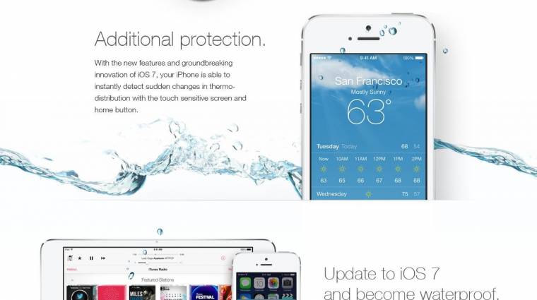 Vízállónak reklámozzák a csalók az iOS 7-es iPhone-okat kép